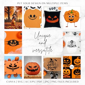 Pumpkin Faces SVG Bundle Cut Files PNG EPS Dxf | 50 Jack O Lantern ...