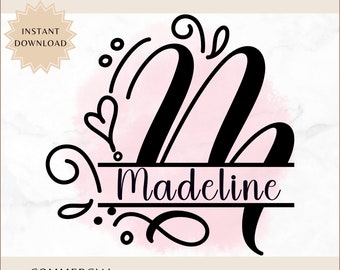 Split Monogramm SVG EPS DXF Png Schnitt Dateien | Alphabet-Monogramm-Dateien für Cricut Silhouette
