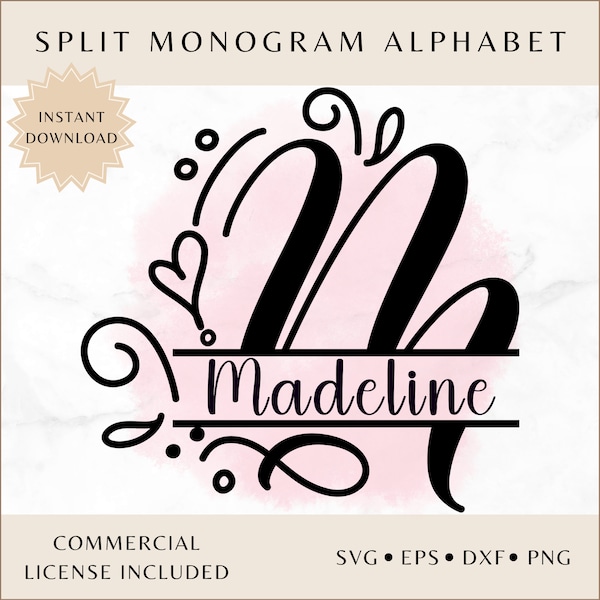 Split Monogramm SVG EPS DXF Png Schnitt Dateien | Alphabet-Monogramm-Dateien für Cricut Silhouette