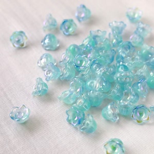 20 PCS 12mm Bell Flower Beads. iridescent seaform lily of the valley flower bead. trumpet flower beads. earrings jewelry making supply