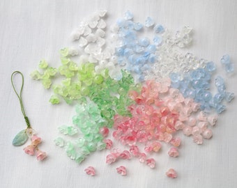 20 PCS Glass Bell Flower Beads. lily of the valley bead. glass trumpet flower beads. earring flower beads. jewelry making supply