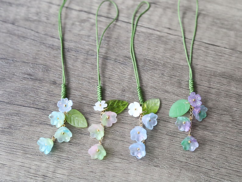 thumbnail image 2 of SIEYIO Cute Phone Strap Flower Phone Chain Sweet Lilys Of The Valley Diy Phone Charm 2 of 11