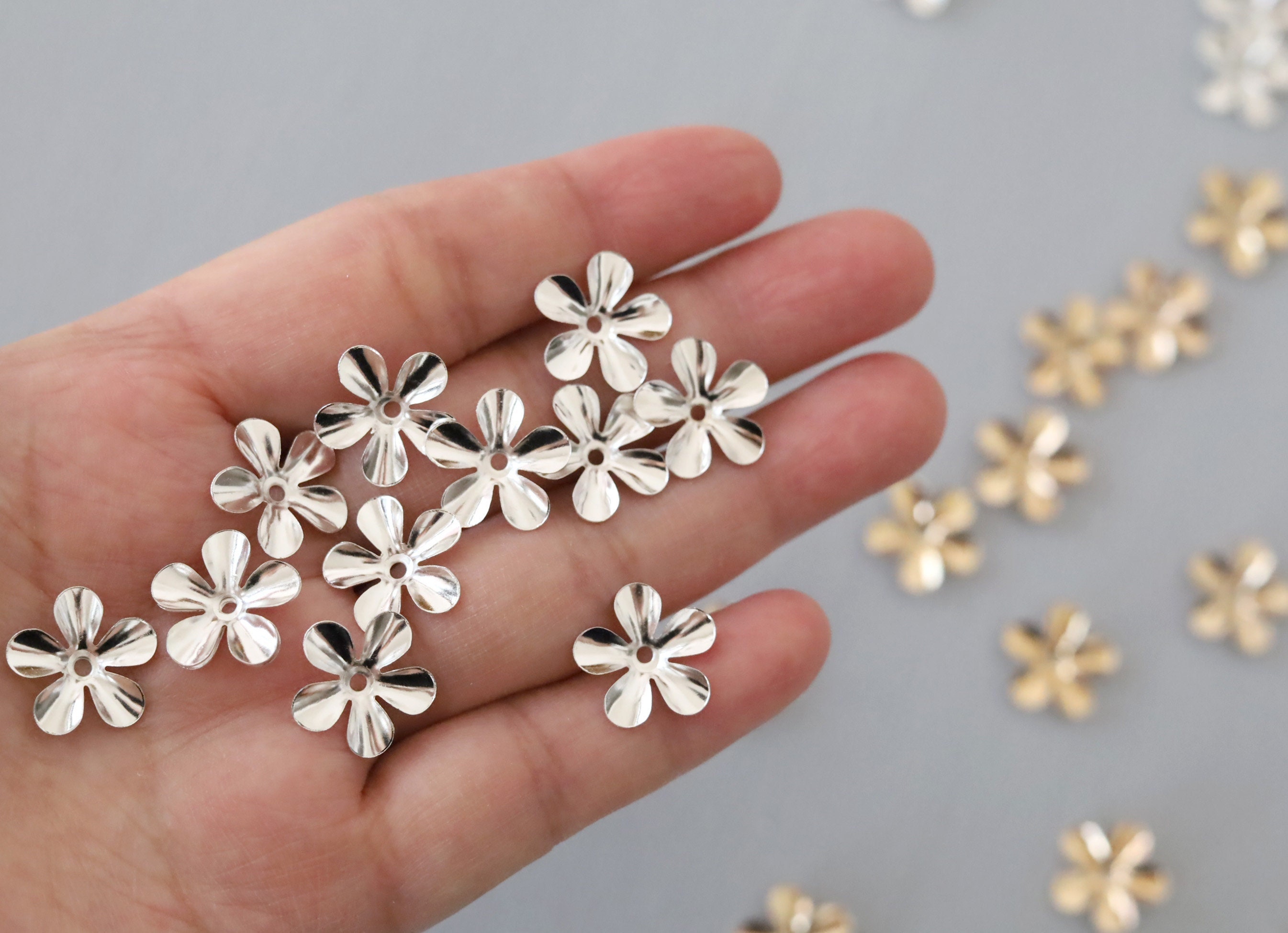 20 PCS 15mm Gold Silver Flower Bead. Metal Flower Bead Caps. 5 Etsy