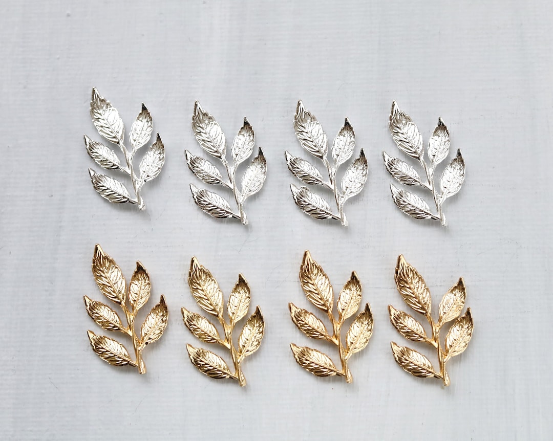 Leaf Branch Pendant. Gold Silver Leaf Spray Finding. Leaf