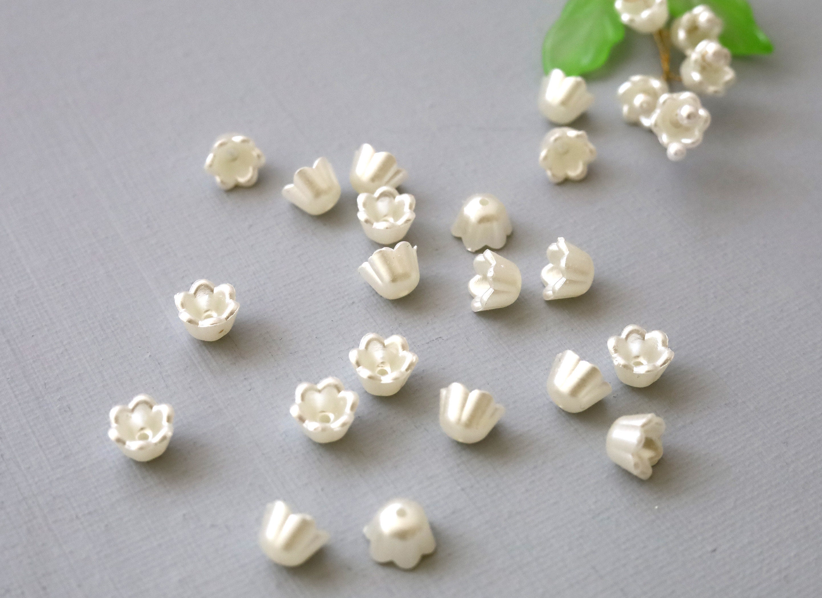 White Clay Beads with Flower Pearl Rhinestones, 18mm by 21mm, MG – Beadable  Bliss