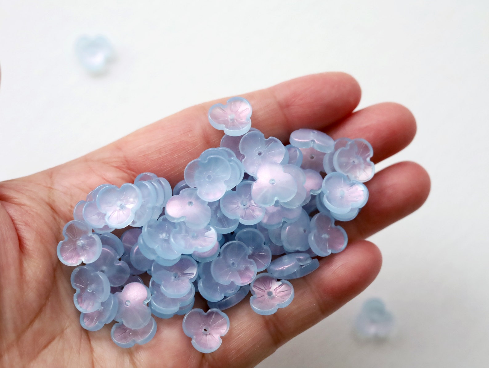 20 PCS 12mm Light Blue Glass Flower Beads. 3 Petals Flower Etsy