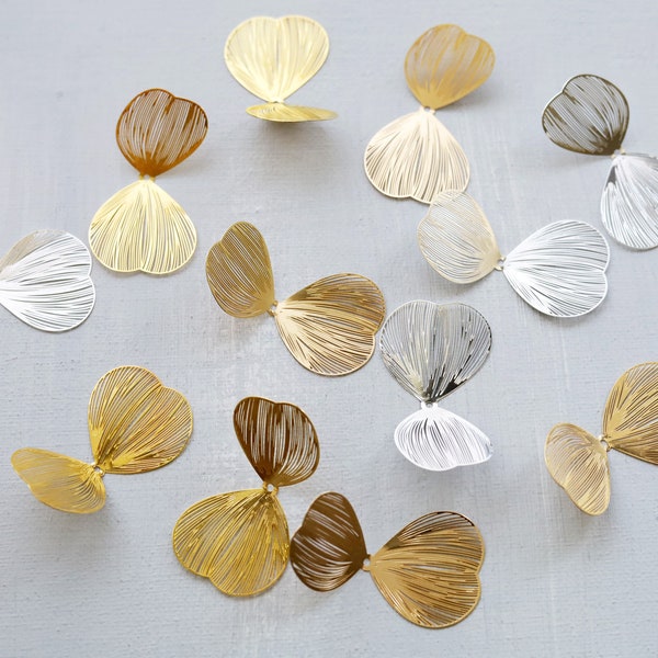 4 PCS metal petals. gold silver metal petals. wedding bridal hair accessory supply. bow filigree stamping for jewelry making