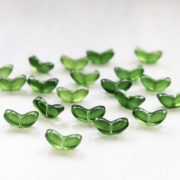 20 PCS Glass Leaf Beads. tulip flower leaf bead. crescent leaf beads. double leaf beads for earrings bracelet making