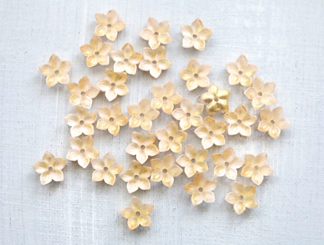 20 PCS 12mm Flower Beads. Small 5 Pointed Petals Glass Flower Beads
