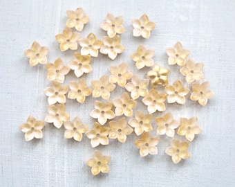 20 PCS 12mm Flower Beads. small 5 Pointed petals glass flower beads. light gold flower beads. jewelry earrings making flower beads.