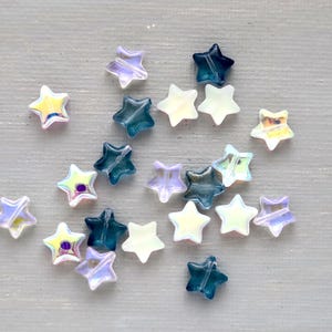 20 PCS 10mm Star Beads. crystal AB frosted moonstone glass star beads. small star beads. jewelry making supply. earrings star beads