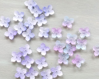 20 PCS 18mm Flower Beads. 4 petals glass flower beads. purple lilac flower beads. jewelry earrings making flower beads.