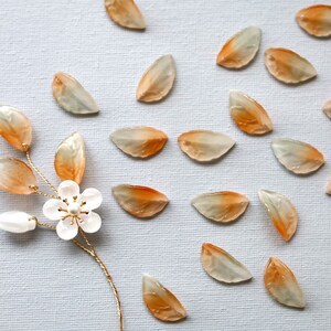 20 PCS 22mm Autumn Leaf Beads. orange with grey glass leaf beads. curved leaf beads. jewelry making supply. earring leaf beads