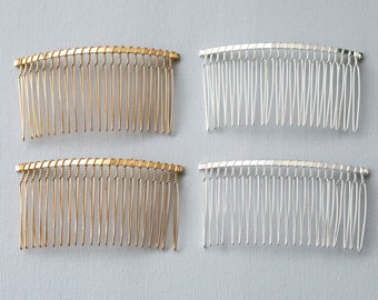 4 PCS 22 Teeth Gold Silver Hair Comb. metal bridal wedding veil comb. 85mm x 45mm hair comb for veil. millinery supply