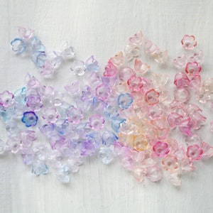 30 PCS Bell Flower Beads. lily of the valley flower beads. pink lilac acrylic flower beads. plastic flower beads. transparent flower bead
