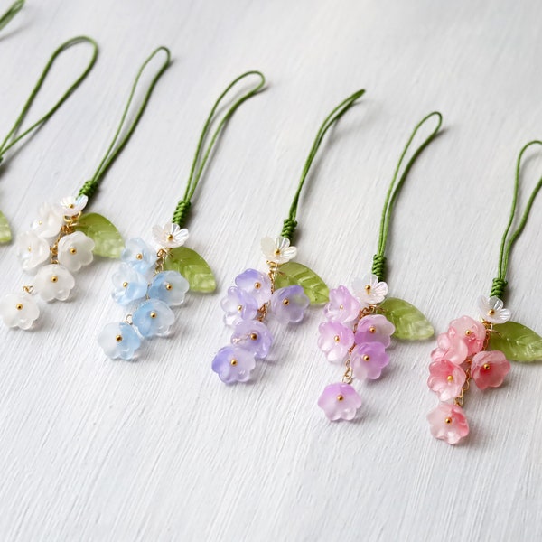 Flowers Phone Charm Strap. bell flowers. lily of the valley phone charm. phone accessories. flower pendant