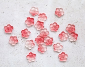 20 PCS 13mm Cherry Blossom Flower Beads. sakura glass flower beads. light red flower beads. jewelry earrings making flower beads.