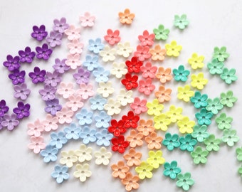 100 PCS  Small Flower Beads. assorted color mix 5 petal flower bead caps. acrylic flower beads. spring color flower bead