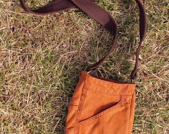 orange upcycled tote bag