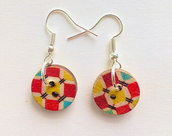 indie button earrings - smallthingsclub