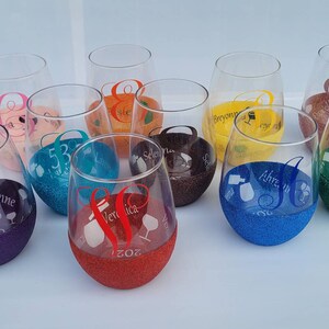 Peekaboo Glass, Glitter Glass, Wine Glass, Bridal Gift