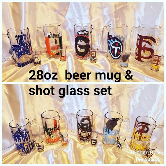 Personalized Beer Mug Beer Mug Shot Glass Set Team Mug Set Etsy