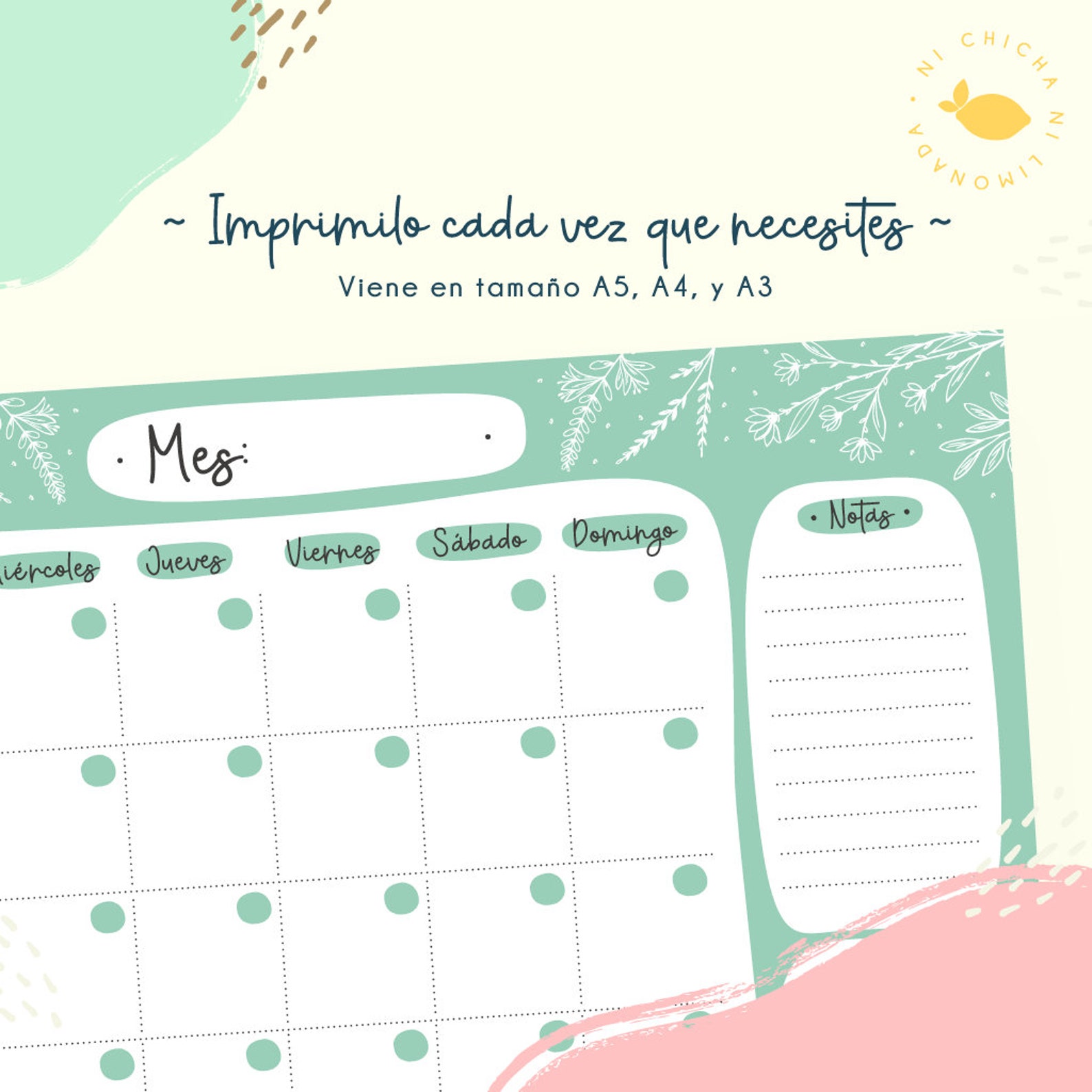 Kit 3 planners mensuales color Imprimible A5 planner Etsy