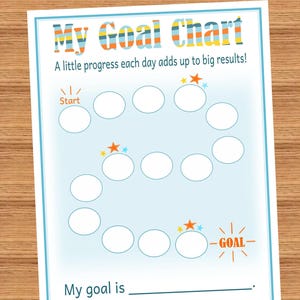 Goal Chart/Printable Reward Chart for kids/Chores Tracker/Responsibility Chart/Behavior Chart/ Simple Minimalist Reward Chart/GC-01 Blue