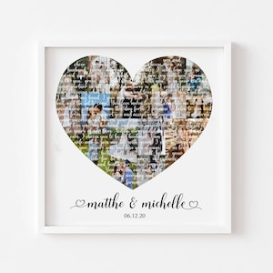 Personalizza il collage di foto del cuore, il regalo di anniversario per il fidanzato, il regalo di anniversario di 1 anno, il regalo di anniversario di carta, il regalo di nozze per la coppia