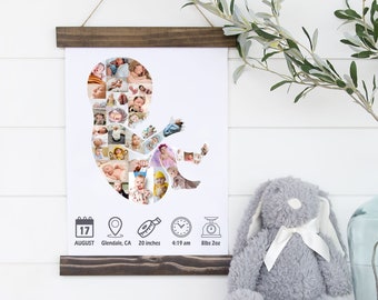 Custom Baby Collage, Personalize Photo Collage, Baby Photo Collage Gift, Family Photo Collage, Collage Board Printable, Unique Nursery Decor