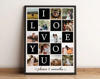 Personalize First Anniversary Gift for Him, Dating Anniversary, 5th Anniversary Gift, Newlywed Gift, Gifts for the Couple, Photo Collage art