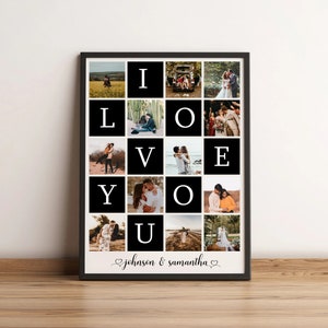 Personalize First Anniversary Gift for Him, Dating Anniversary, 5th Anniversary Gift, Newlywed Gift, Gifts for the Couple, Photo Collage art image 1