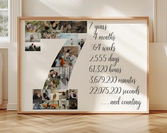 Regalo personalizado para el séptimo aniversario, aniversario de bodas, aniversario de esposa, regalo para ella, regalo para el séptimo aniversario, regalo para hombres, regalo para esposo.