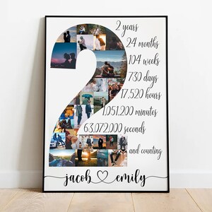 Cadeau d'anniversaire de 2 ans pour lui, cadeau de 2e anniversaire de mariage personnalisé pour mari, cadeau de 2e anniversaire de mariage pour petit ami, collage photo personnalisé