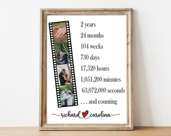 Personalize Second Anniversary Gift for Husband, 2nd Anniversary Collage, 2 Year Anniversary, Two Year Anniversary, Custom Photo Collage