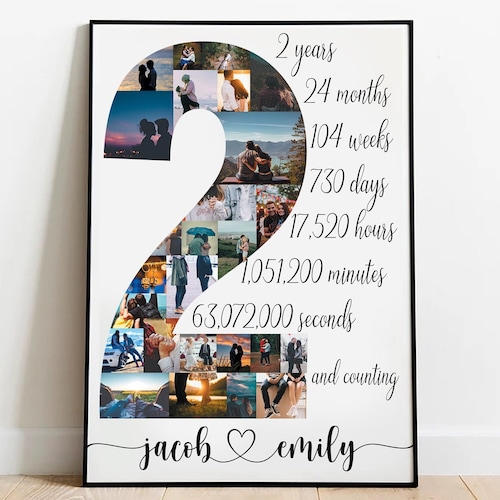 Second Year Anniversary Gift for Him 2nd Anniversary Gifts Etsy