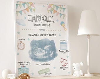 The Day You Were Born Print, Birth Stats Print, New Baby Gift, Nursery Decor, Christening Gift, New Baby, Child Gift, Personalised Print