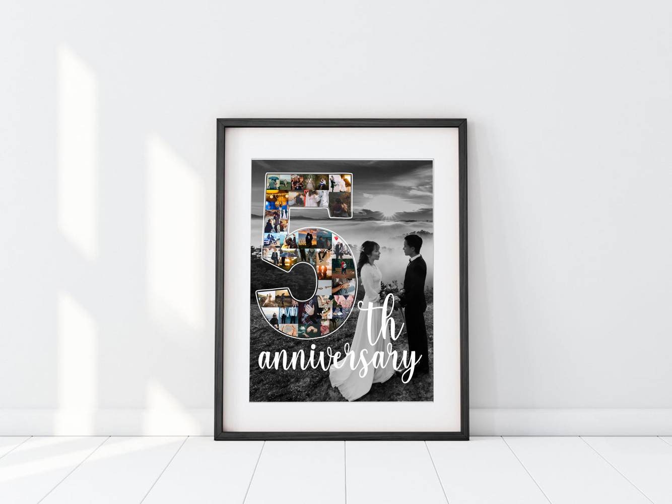 Custom 5th Anniversary Gift for Husband, Number 5 Year Picture Collage ...
