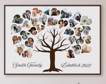 Plantilla de collage de fotos de árbol genealógico personalizado: Arte mural DIY (Descarga PDF)