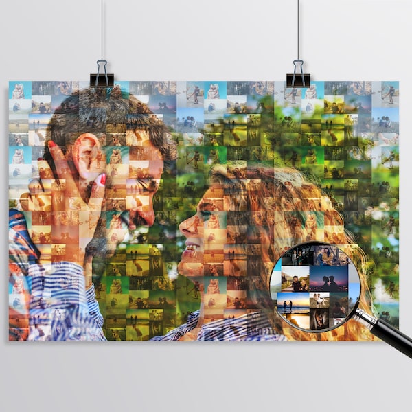 custom photo mosaic, custom photo gift, mosaic picture, custom couple gift, mosaic wall decor, relationship gifts, 40th anniversary gifts