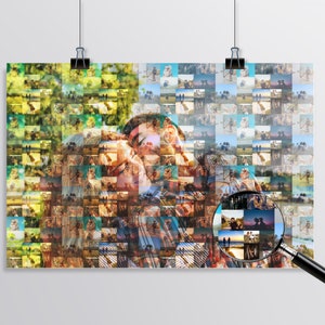 Custom Photo Mosaic Collage From Your Photos, Personalize Anniversary Gift For Husband Collage, Boyfriend Anniversary Gift, Mosaic Art