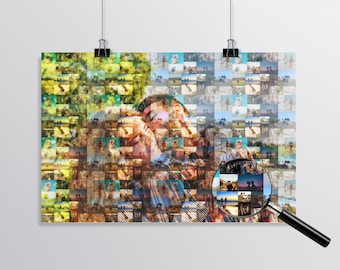 Aangepaste fotomozaïekcollage van je foto's, personaliseer verjaardagscadeau voor echtgenoot Collage, verjaardagscadeau vriend, mozaïekkunst