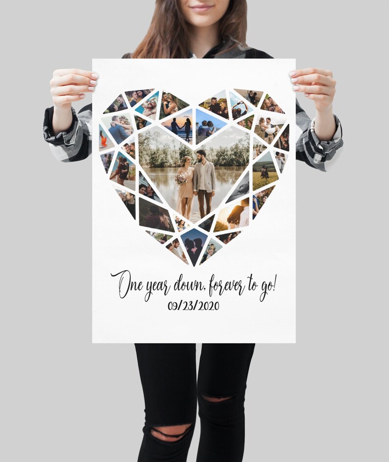 Happy First Anniversary Collage Unique Collage Gifts Photo Collage Heart Gift For Boyfriend Photography Collage Multiple Photo Art