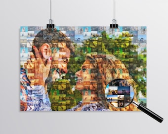 Custom Anniversary Collage, Unique Gift for Boyfriend, Personalize Anniversary Gift For Husband, Anniversary Collage, Mosaic Picture Art
