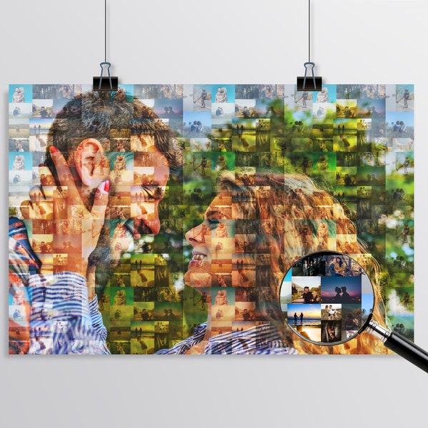 Custom Anniversary Collage, Unique Gift for Boyfriend, Personalize Anniversary Gift For Husband, Anniversary Collage, Mosaic Picture Art