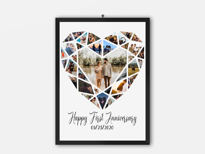 Happy First Anniversary Collage Unique Collage Gifts Photo Collage Heart Gift For Boyfriend Photography Collage Multiple Photo Art