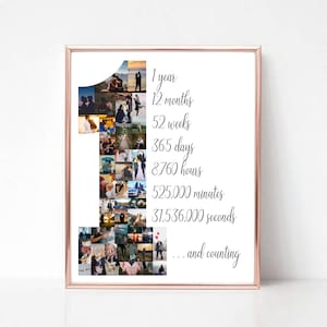 Personalize One Year Anniversary Gift for Boyfriend, Custom First Year Anniversary Collage Gift, First Year Together, 1st Year Anniversary