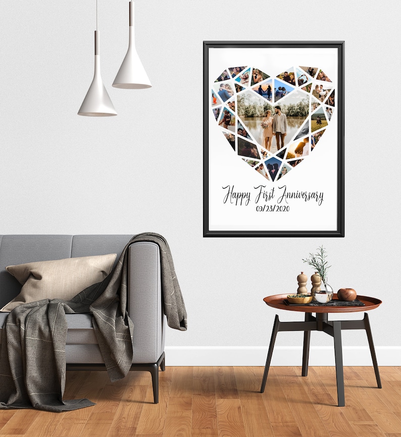 Happy First Anniversary Collage Unique Collage Gifts Photo Collage Heart Gift For Boyfriend Photography Collage Multiple Photo Art