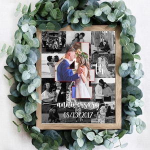 Custom 4th Anniversary Gift Collage, Fourth Anniversary Gift for Husband, Linen Anniversary Gift, 4th Wedding Gift for Wife, Number Collage