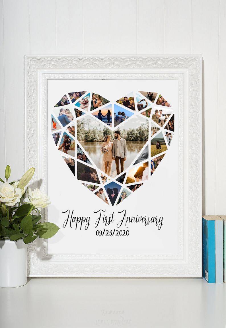 Happy First Anniversary Collage Unique Collage Gifts Photo Collage Heart Gift For Boyfriend Photography Collage Multiple Photo Art